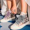 Snow Yarn Shoe Laces: Wide Leopard Flat Sneakers Shoelaces 2 Pair (55 inch(140CM), 03 Yellow Leopard 1 Inches(2.5 Cm)wide)