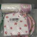 Whaline Pink Tea Party Tableware Supplies Serves 24 Pink Floral Tea Party Disposable Paper Dinnerware, 24 9" Plates 24 7" Saucer Plate 24 9oz Tea Cups with Handle 48 Luncheon Napkins