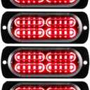Teguangmei 12-24V 20-LED Super Bright Emergency Strobe Warning Caution Hazard Construction Waterproof Flashing Strobe LED Light Bar Surface Mount for Car Truck SUV Van (Red)