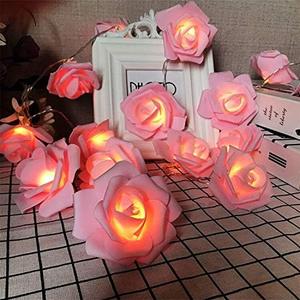Valentines Day Decorations Rose Lights - Valentines Decor Flower Fairy Lights - Birthday Wedding Anniversary Mothers Day Proposal Party Decor String Light - 14.7FT 30LED Battery Operated, Pink