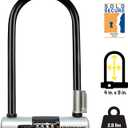 Kryptonite KryptoLok Combo Bike U-Lock, Anti-Theft Security, 12.7mm Steel Shackle, 4-Digit Resettable Combination, U-Shape, Black
