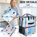 Large Reusable Grocery Bag On Wheels, 130L Foldable Shopping Trolley with 5 Enhanced Stability Wheels, Water Resistant, Multiple Pockets & Heavy Duty Handle, for Groceries, Outdoor, Gradient Silver