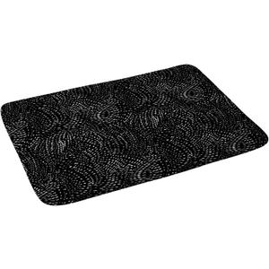 Society6 Alison Janssen White On Black Dots Bath Mat, 21" x 34"