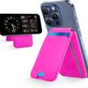 CreaDream Wallet for Magsafe, Magnetic Card Holder with RFID for iPhone 16/15/14/13/12 Series, Adjustable Phone Stand with 5 Card Holder, Hot Pink