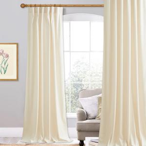 StangH Ivory White Luxury Velvet Curtains Extra Long for Sliding Door Curtains, Solid Soft Light Dimming Drapes for Study Elegant Decor Backdrops for Wedding, W62 x L120, 1 Panel