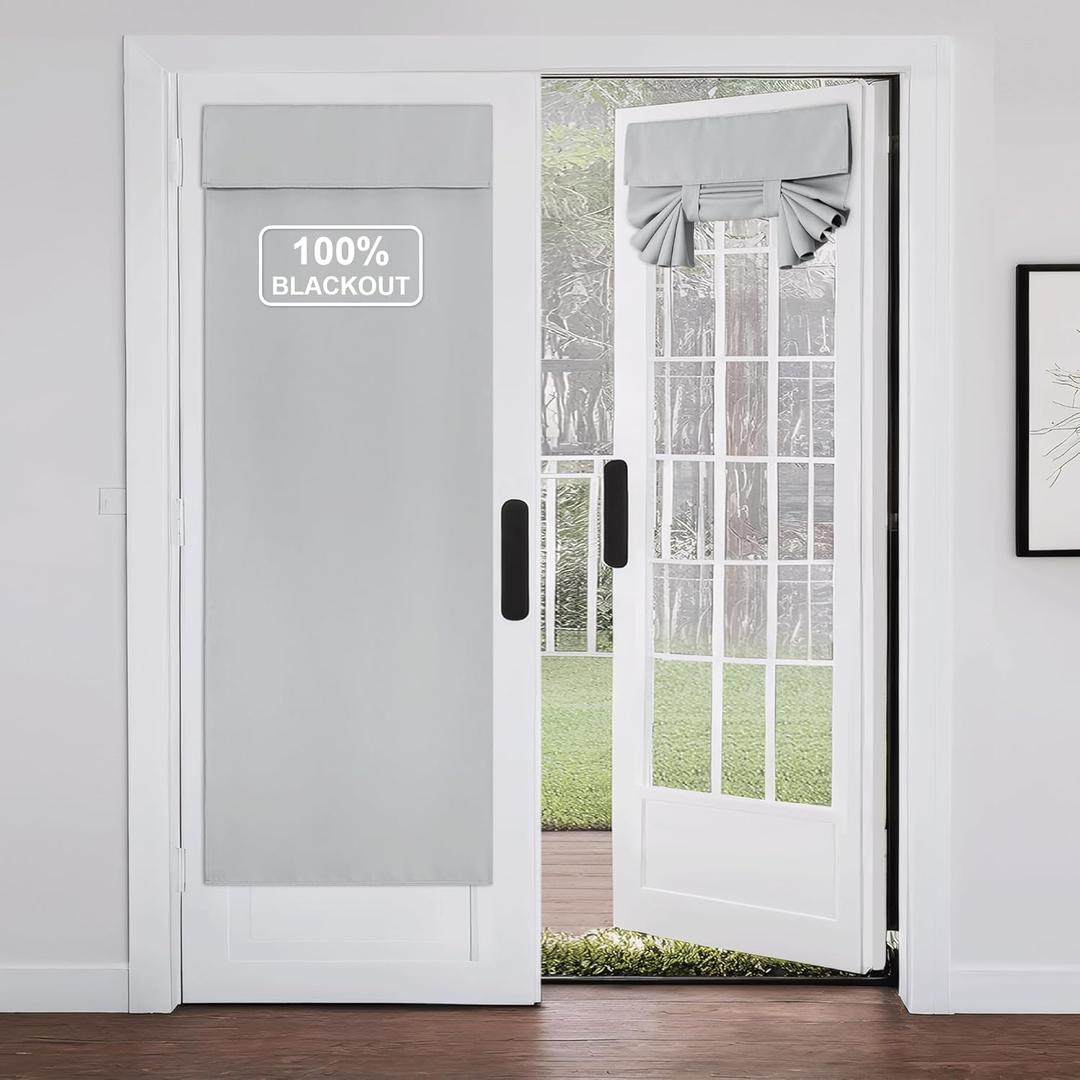 NICETOWN Door Curtains for Window, French Front Door Curtains for Privacy, Easy Installed Tricia Sidelight Curtain Tie Up Shade, 26W x 72L, Silver Grey, 1 Panel