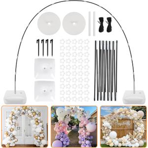 RUBFAC Balloon Arch Kit, 8ft Tall & 9ft Wide Adjustable Balloon Arch Frame Stand with 2 PVC Bases,2 Water Fillable Bags, 50pcs Balloon Clips for Wedding Party Baby Shower Supplies Christmas Decoration