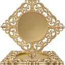 JEVERGN 6 Pack Gold Charger Plates, 12" Square Chargers for Dinner Plates, Gold Plate Chargers with Embossed Rims, Plastic Charger for Wedding, Party Event, Dinner, Table Setting