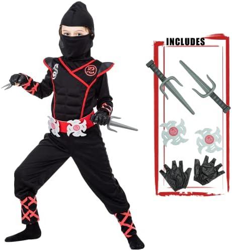 Ninja Costume for Kids with Accessories for Boys Toddler Halloween Costumes Dress Up Birthday Role Play, S