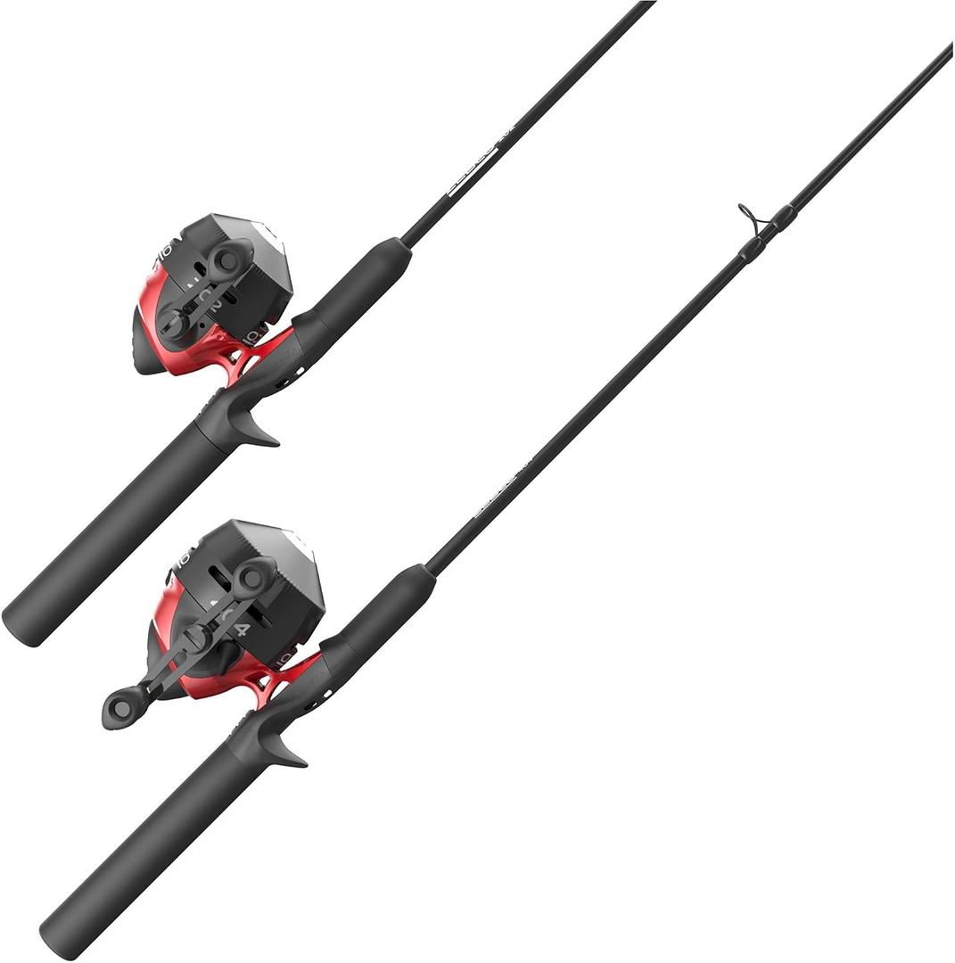Zebco 202 & 404 Spincast Reels and Fishing Rod Combos (2-Pack), 5-Foot 6-Inch 2-Piece Fishing Pole, Size 30 and 40 Reels, Right-Hand Retrieve, Pre-Spooled with 10 lb and 15 lb Cajun Line, Black/Red, Rod Length: 167.6 centimeters