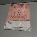 Floral 16th Birthday Gift Bag with 16th Birthday Wrapping Paper and Greeting Card Pink Flower 16 Treat Candy Goodies Paper Bag with Handle for Girls Happy 16 Bday Decorations Party Favor Supplies