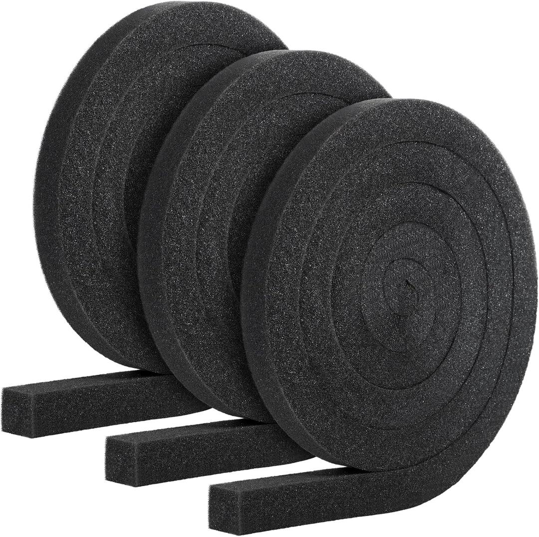 3 Roll 240'' L Air Conditioner Foam Strip Foam Weather Stripping 1 X 1 Inch Non Adhesive Insulating Strip High Resilience Weatherseal Tape Energy Saving for Window Door Summer