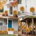 Fall Orange Artificial Flowers with Ground Stakes - 2 Pack 21 Inch UV Resistant Artificial Plants for Garden, Patio or Porch Thanksgiving Decorations
