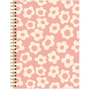 Spiral Journal Notebook for Women,A5 College Ruled Notebooks 6""x 8.4"", 120 Pages Lined Journal with Premium Thick Paper,Perfect for School Office Home Gifts(Pink White Flower)