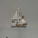 CoTa Global Mini Moonlight Sailboat - Handcrafted Wooden Boat, Perfect Model Sailboat Nautical Decor, Cute Beach Themed Home Decor, Mini Boat with Beach Shells for Bedroom - 5 Inch