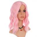 eNilecor Pink Wig,Light Pink Wigs for Women14 Inch Colored Middle Part Bob Wig Short Curly Wavy Synthetic Natural Heat Resistant Cosplay Costume Party Wigs (Light Pink)