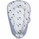 Aila + Aiden Baby Lounger | Organic Cotton Infant Lounger| Reversible, Adjustable & Portable Floor Lounger |Supervised Use | Soft, Breathable, Washable Cover - Star Collection (Blue)