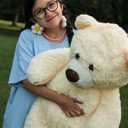 MorisMos Giant Teddy Bear Stuffed Animal 3 ft, 36 in Large Teddy Bear for Baby Shower Decor, Soft Big Stuffed Animal Plush Toy for Kid Birthday Christmas Girlfriend Valentines Gift,Beige/Cream