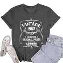 Migxsaf 61th Birthday Shirts for Women Vintage 1965 Sixty 61 Year Old Shirt Gifts Graphic Tee Retro Party Tshirts(Deep Gray,2XL)
