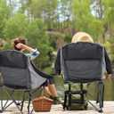 Oversized Camping Chair, Portable Folding Padded Camp Chairs with Side Pocket, Cup Holder, Heavy Duty Support 500LBS Outdoor Lounge Chair for Adults, Fishing, Sports, Trip, Black, 1pcs