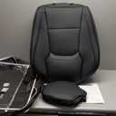 Coverado Front Seat Covers, 2 Pieces Universal Seat Covers for Cars, Breathable Fabric & Leather Car Seat Protectors, Car Seat Cushions Auto Accessories Fit for Most Sedans SUV Truck, Black