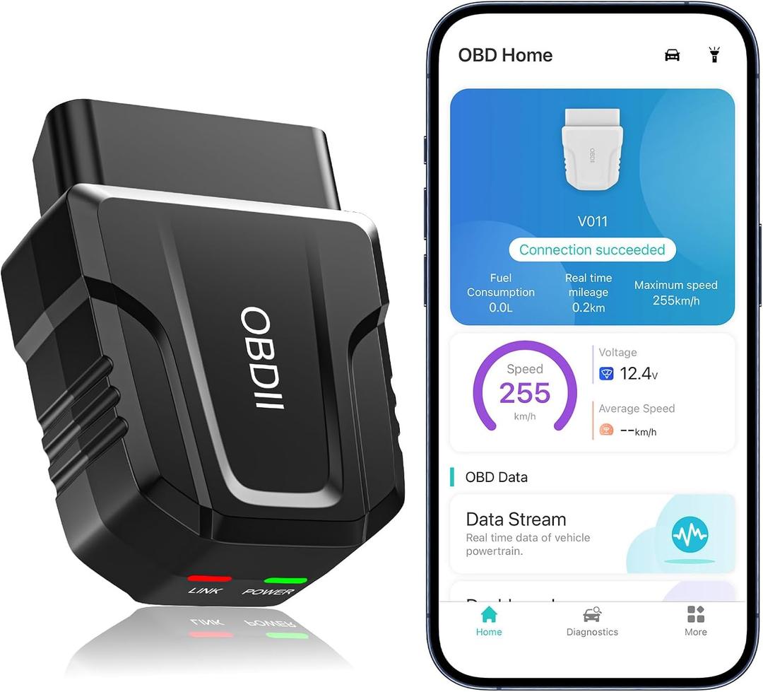OBD2 Scanner Reader Bluetooth Wireless Auto Diagnostic Scan Tool for iOS & Android for Performance Test Bluetooth 5.4 Car Check Engine Car Code Reader, Clear Error Code Live Data Reset Exclusive APP (black)