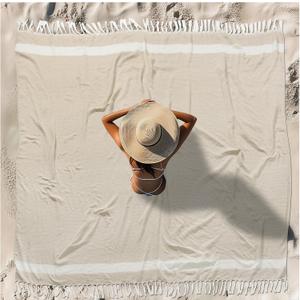 Oversized Turkish Beach Towel Blanket  Cotton Sandproof Towels Boho Woven Extra Large Big Sand Free Giant Throw Blankets Huge Quilt Picnic Camping Necessities Cloud For Adult Gifts Beige, Size: Xxx (88x82 In,224x208 Cm)