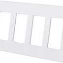 CML Matte White Decorator Screwless Wall Plate, 4-Gang Outlet Covers and Decor Light Switch Plates, Scratch and Impact Resistant, Polycarbonate, Standard Size 4.68 X 8.34 (1 Pack)