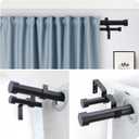 OLV Black Double Curtain Rod, 1 Inch Dual Curtain Rods for Windows 36 to 72 Inch, Heavy Duty Adjustable Telescopic Spliced Window Treatment Rods Set for Living Room Farmhouse