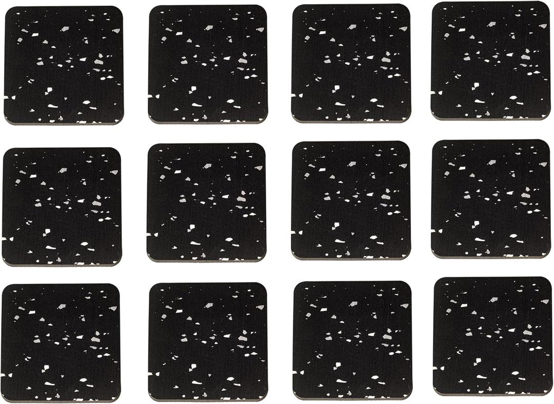 12 Packs 3.94" x 3.94" x 0.6" Treadmill Mat Pads for Walking pad, Exercise Bike,Exercise Equipment, Noise Reduce & Shocking Absorbing Rubber & Eva Mat for Protect Floors Black