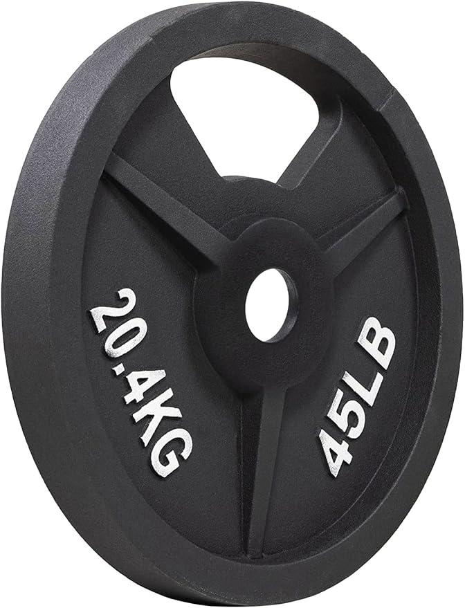 Signature Fitness Cast Iron Plate Weight Plate for Strength Training and Weightlifting, Olympic or Standard,  O. 45LB (Set of 2)
