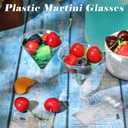 Yinkin 25 Cups and 25 Spoons Plastic Martini Glasses Disposable Cocktail Glasses Mini Martini Plastic Cups Dessert PVC Shot Unbreakable with Spoons for Weddings Party Wine Food (Clear,2 oz)
