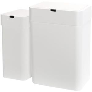 ELPHECO Bathroom Trash Can with Lid, 2 Pack Automatic Garbage Can, 2.5 Gallon + 4 Gallon Motion Sensor Smart Bathroom Decor, Slim Waterproof Trash Bins for Bedroom, Office, Living Room, White