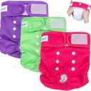 Pet Soft Washable Female Diapers (3 Pack) Female Dog Diapers, Comfort Reusable Doggy Diaper for Girl Dog in Period Heat (Classy, L)