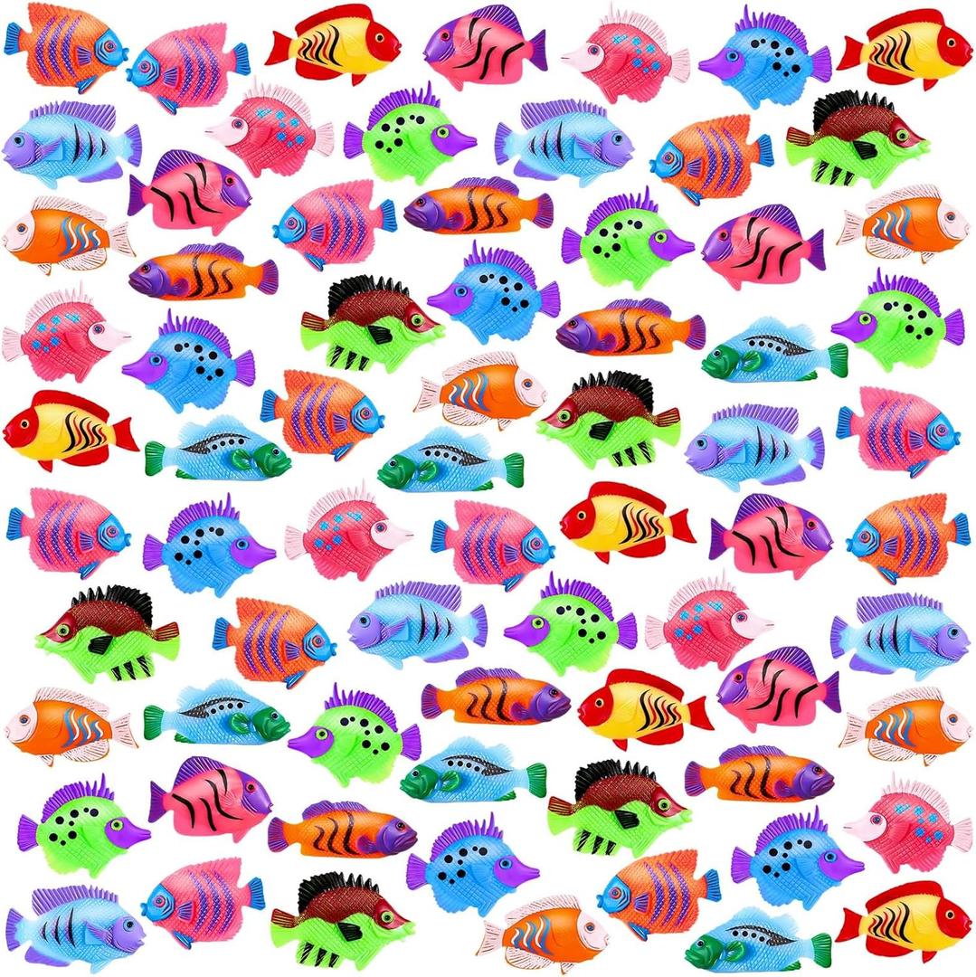 60Pcs Plastic Tropical Fish Toys, Mini Plastic Fish for Children's Party Supplies and Decoration