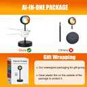 Sunset Lamp Projector Led Lights for Bedroom Night Light RGB Lights Sun Sunlight Sunrise Lamp 10w 360 Rotation Mood Lighting Home/Room Decor Christmas Gifts for Women,Tabletop Multicolor (Black)
