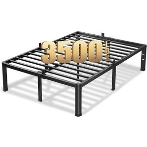 20 Inch Queen Bed Frame, 3500Lbs Heavy Duty Metal Platform with Round Corner Legs Mattress Slide Stopper, Steel Slat Support No Box Spring Needed, Noise Free, Non-Slip, Easy Assembly