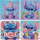 CraftyTime 4pack Diamond Art Painting Kits for Kids,Cartoon Diamond Art for Kids Ages 4-8-12,Cartoon Gem Kit Crafts Beginners for Gift Home Wall Decor(6x6inch)
