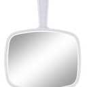 Gladmart Hand Mirror,10.3" L x 7.4" W Handheld Mirror with Handle for Barber Hairdressing,Square White