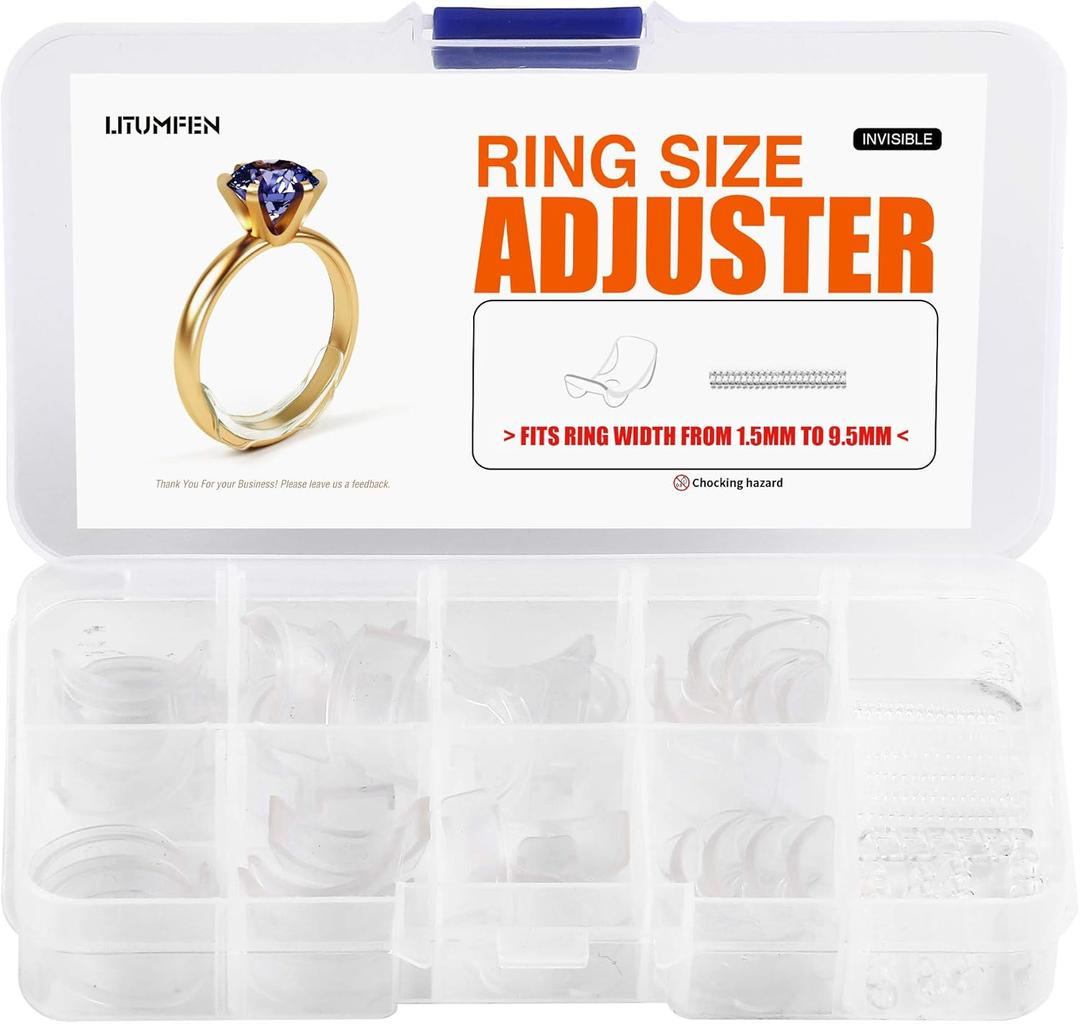ELETIUO Ring Size Adjuster for Loose Rings - 60Pack, 2 Styles, Ring Guard, Ring Sizer, 10 Sizes Fit for Man and Woman