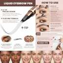 Eyebrow Pencil, 2Pcs Waterproof Microblading Eyebrow Pens, 4 Tip Precise Eye Brow Makeup Pen for Women to Effortlessly Create Hair Like Natural Brows, Non Dry Out and Last All Day (Taupe)