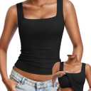 Avidlove Womens Built in Bra Tank Tops Double Lined U Neck Strechy Basic Summer Trendy Going Out Top