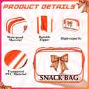 2 x Tallew 12 Pcs Bow Basketball Snack Bags for Team Gifts Bow Goodie Treat Clear Candy Pouch Bags PVC Waterproof with Zipper Party Favors for Team Ground Christmas Birthday Gifts Sport Supplies