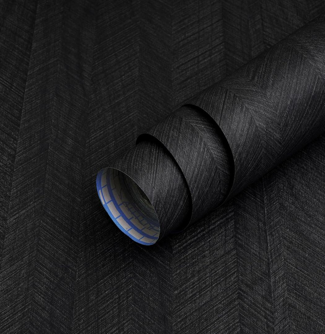 Safiyya Black Peel and Stick Wallpaper Contact Paper for Countertop Kitchen Wood Self Adhesive Removable Wallpaper for Bedroom 393"15.7"