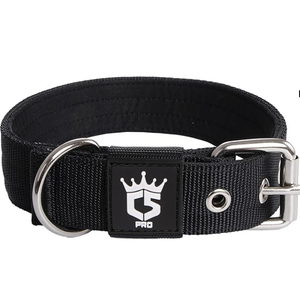 TSPRO Tactical Dog Collar 1.25 Inch Wide Thick Dog Collars with Heavy Duty Metal Buckle, Durable, Strong, Adjustable for Small Dogs (Black S)