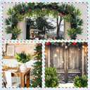 Suncalla 24 Pcs Christmas Artificial Cedar Plant Flower Outdoor 15" Winter Faux Evergreen Plants Christmas Window Box Filler Fake Greenery Pine Branches Stems for Home Garden Path Decorations