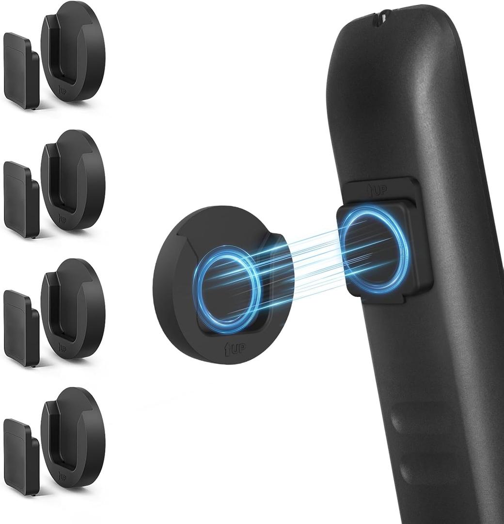 Magnetic Remote Control Holder Wall Mount, 4 Pack TV Remote Control Holder for Fan/Air Conditioner, Self-Adhesive Bedside Caddy for TV Backside/Bedroom/Office/RV Home Organizer Storage(Black)