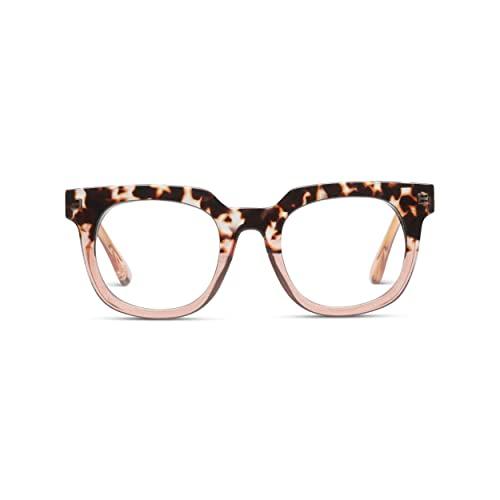 Peepers by PeeperSpecs Oprah's Favorite Women's Showbiz Oversized Blue Light Blocking Reading Glasses - Gray Tortoise/Pink +2.50