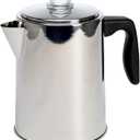 Primula Stovetop Coffee Percolator, Premium Stainless Steel Coffee Maker with Reusable Filter Basket, Non-Drip Spout, Glass Knob Brew Indicator and Heat Resistant Handle, Dishwasher Safe, 8 Cup