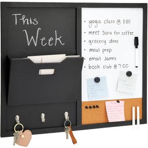 Juvale White Board Message Command Center & Wall Organizer - 21.9 x 18.2 x 0.6 in, White - Dry Erase Calendar for Wall with Chalkboard & Cork Surface